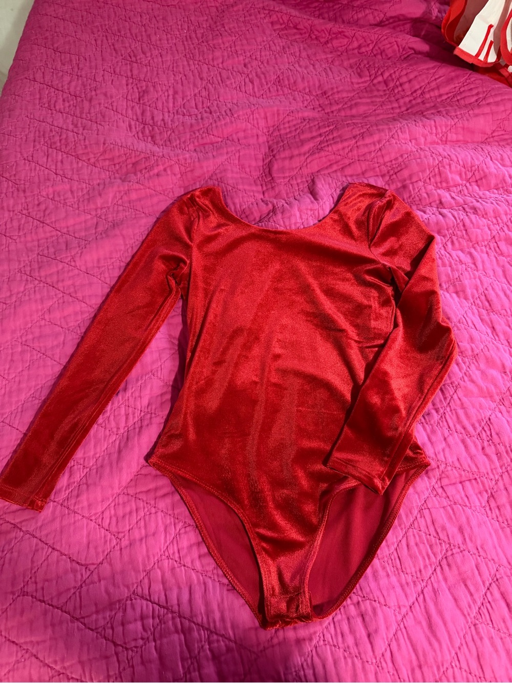 GB girls Shiny Red Long-Sleeve Dance Leotard One-Piece